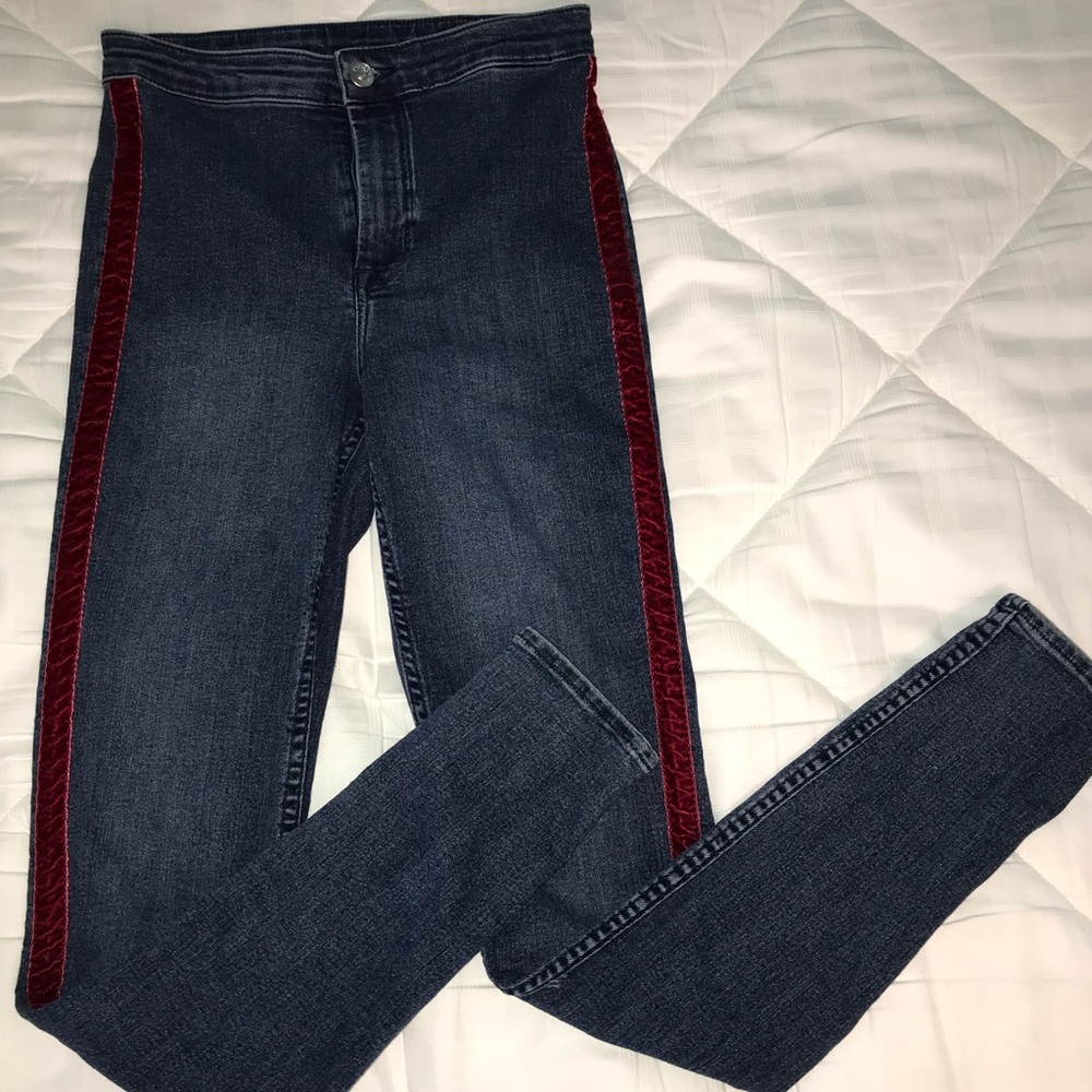 High waisted velvet stripe jeans